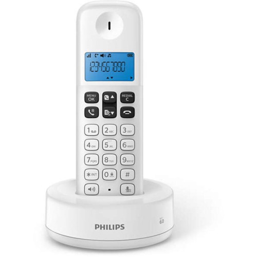 Philips Ασύρματο Τηλέφωνο D1611W/GRS (115087-0009) Λευκό 