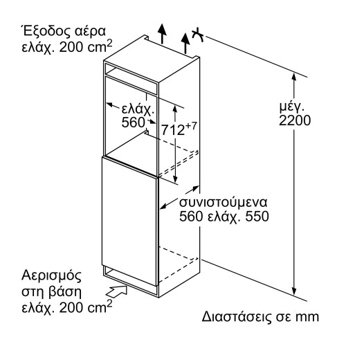 Bosch Εντοιχιζόμενος Κάθετος Καταψύκτης GIV11AFE0 (72lt)