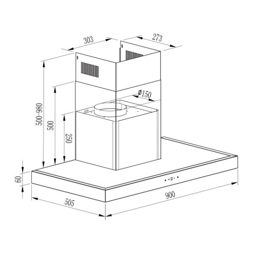 Gruppe Απορροφητήρας Τζάκι Oceanos S-5005-C05-M13-900 90cm