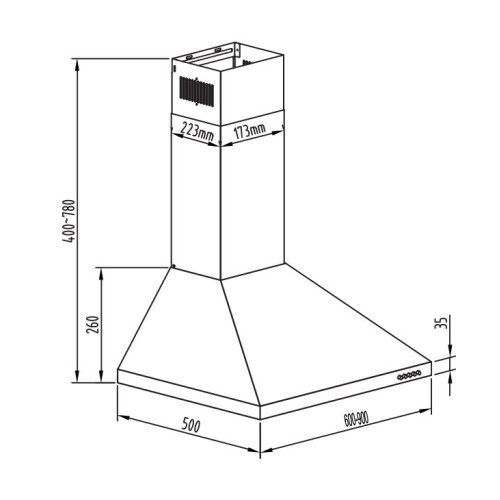 Gruppe Απορροφητήρας Τζάκι Ombrello S-1001D-Α01-M13-600 Inox 60cm