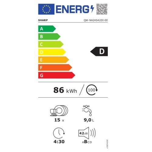 Sharp Εντοιχιζόμενο Πλυντήριο Πιάτων QW-NA24S42DI-EE (60cm)