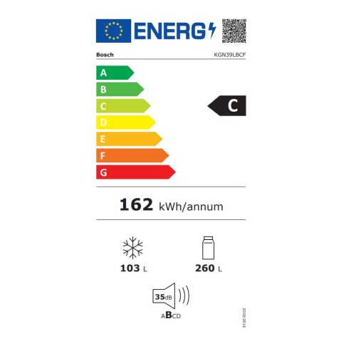 Bosch Ψυγειοκαταψύκτης KGN39LBCF Full NoFrost 363Lt Μαύρο