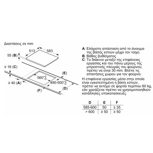 Bosch Αυτόνομη Επαγωγική Εστία PIE645FB1E (58.3cm)