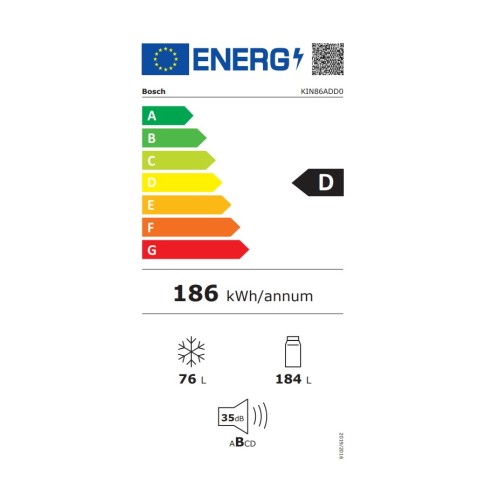 Bosch Ψυγειοκαταψύκτης Εντοιχιζόμενος KIN86ADD0 Full NoFrost 260lt 