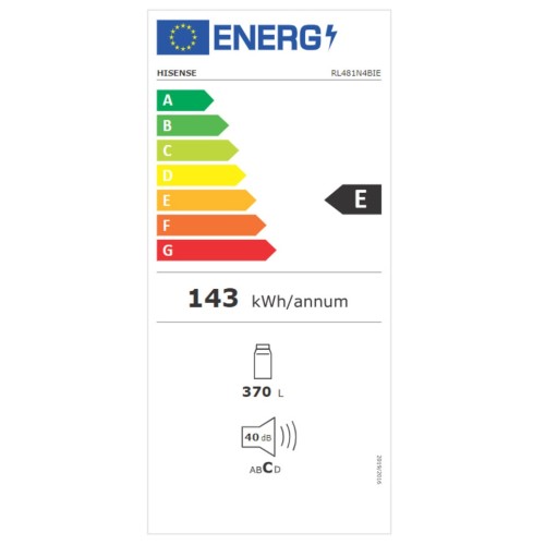 Hisense Ψυγείο Μονόπορτο RL481N4BIE No Frost 370Lt Inox