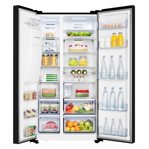 Hisense Ψυγείο Ντουλάπα RS694N4TFE Νo Frost 562Lt Black Inox