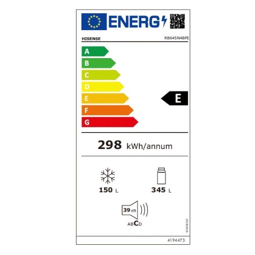 Hisense Ψυγειοκαταψύκτης RB645N4BFE NoFrost 495Lt Black Metal