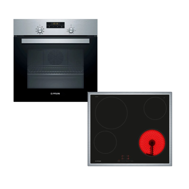 Pitsos Σετ Εντοιχιζόμενος Φούρνος PH10M40X2 + Εστία αυτόνομη κεραμική CRE645S06