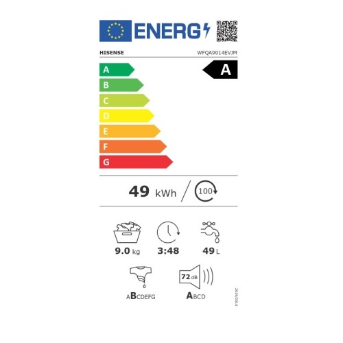 Hisense Πλυντήριο Ρούχων WFQA9014 EVJM W (9kg/1400Rpm A)
