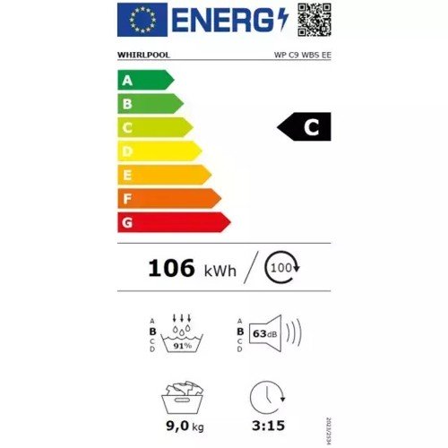Whirlpool Στεγνωτήριο Ρούχων WPC9WBSEE 9Kg με Αντλία θερμότητας