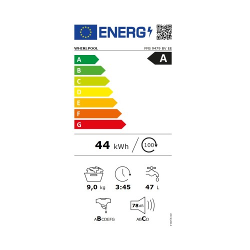 Whirlpool Πλυντήριο Ρούχων FFB9479BVEE 9kg 1400 Στροφών