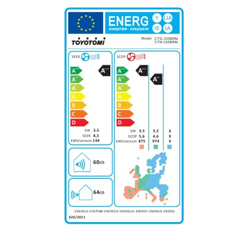 Toyotomi Κλιματιστικό Inverter Erai CTN/CTG-335BRM 12000Btu με Τεχνητή Νοημοσύνη, Ιονιστή και WiFi (A+++/A+++) Midnight Blue