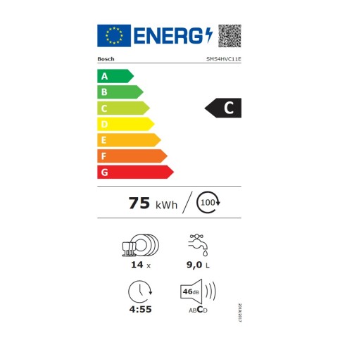 Bosch Πλυντήριο Πιάτων Ελεύθερο SMS4HVC11E για 14 Σερβίτσια Π60cmxY84.5εκ.