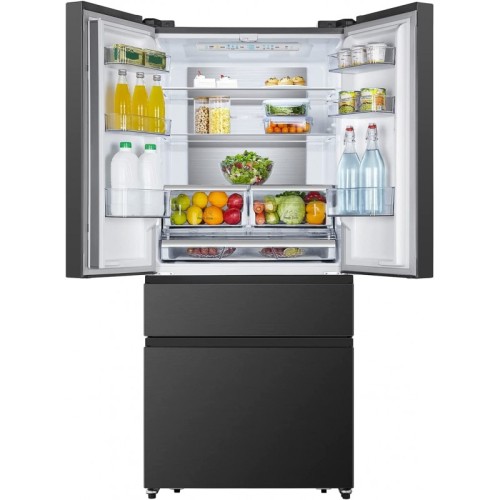 Hisense Ψυγείο Ντουλάπα RF540N4SBF2 Total NoFrost 480lt Υ181.7xΠ79.4xΒ70.6εκ. Μαύρο