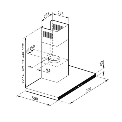 Pyramis Απορροφητήρας Τζάκι Grandezzo (065039901) Inox-Black 90cm