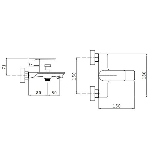 Pyramis Αναμεικτική Επιτοίχια Μπαταρία Λουτρού Arona (090939101)