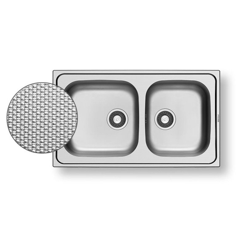 Pyramis Νεροχύτης Ένθετος Dorian 2B 86x50cm (107169701) Inox Σαγρέ