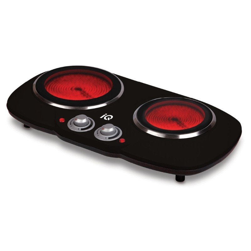 IQ Διπλή Κεραμική Εστία KC-1243 Μαύρη