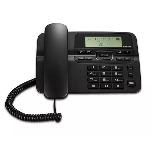 Philips Τηλέφωνο Ενσύρματο M20B-00 με Oθόνη και Aνοιχτή Aκρόαση Μαύρο