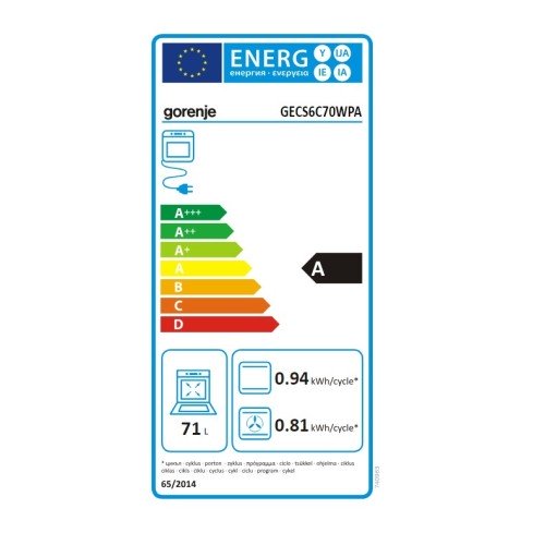 Gorenje Κεραμική Κουζίνα GECS6C70WPA (740963) Λευκή