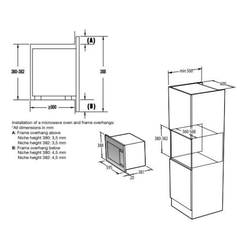 Gorenje Εντοιχιζόμενος Φούρνος Μικροκυμάτων BM251SG2BG (738323) 25lt Μαύρος