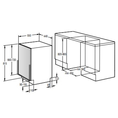 Gorenje Εντοιχιζόμενο Πλυντήριο Πιάτων GV520E15 (740034) για 9 Σερβίτσια Π44.8xY81.5εκ.