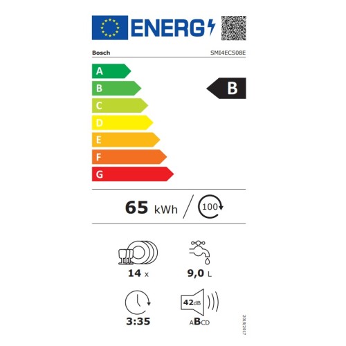 Bosch Εντοιχιζόμενο Πλυντήριο Πιάτων SMI4ECS08E για 14 Σερβίτσια Π59.8xY81.5εκ.