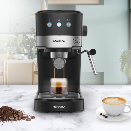 Rohnson Μηχανή Espresso Modena R-98012 1100W Πίεσης 20bar Μαύρη