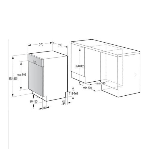 Hisense Εντοιχιζόμενο Πλυντήριο Πιάτων HI520D10X για 10 Σερβίτσια Π44,8xY81,5εκ