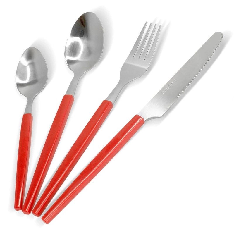 Bruno Σετ Μαχαιροπίρουνα Ανοξείδωτα Accorto BRN-0159 Κόκκινο 16τμχ