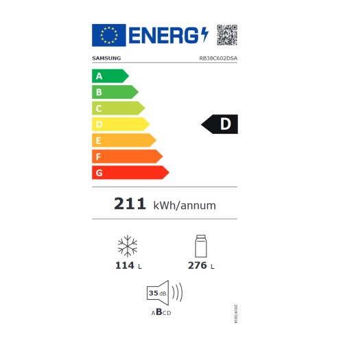 Samsung Ψυγειοκαταψύκτης RB38C602DSA/EF NoFrost 390lt Υ203xΠ59.5xΒ65.8εκ.
