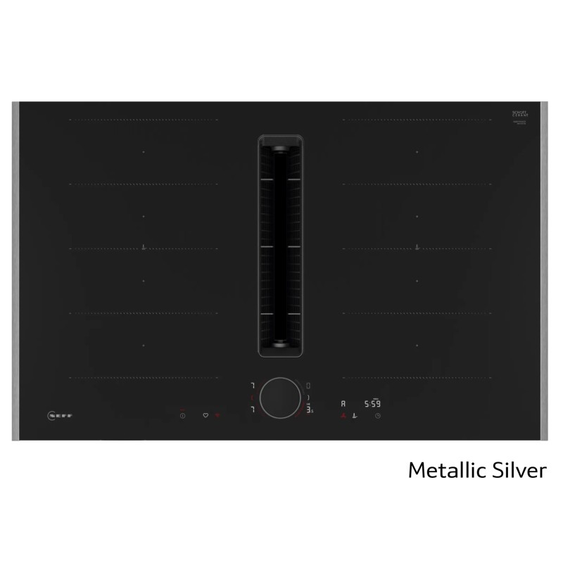 Neff Αυτόνομη Επαγωγική Εστία Flex Design V68YYX4C0 με Eνσωματωμένο Aπορροφητήρα (80cm) Metallic Silver