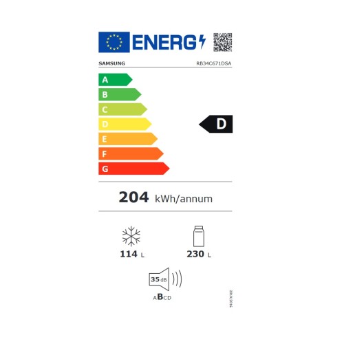 Samsung Ψυγειοκαταψύκτης RB34C671DSA/EF No Frost 344Lt Υ185.3xΠ59.5xΒ65.8εκ.