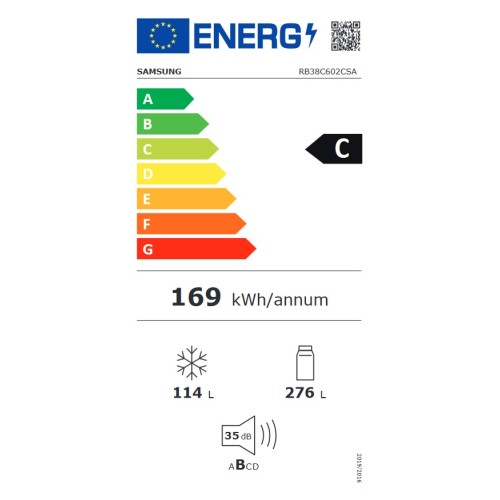 Samsung Ψυγειοκαταψύκτης RB38C602CSA/EF No Frost 390Lt Υ203xΠ59.5xΒ65.8εκ.