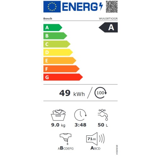 Bosch Πλυντήριο Ρούχων WUU28TX2GR (9kg 1400rpm A) Inox
