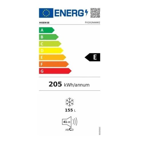 Hisense Κάθετος Καταψύκτης FV191N4AW2 NoFrost 155lt Υ143.4xΠ55xΒ56.2εκ. Λευκό