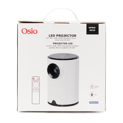 Osio Βιντεοπροβολέας OPRO-4010 1280x720p με USB, HDMI, Ενσωματωμένα ηχεία και Τηλεχειριστήριο 