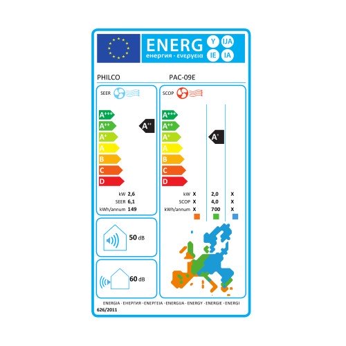 Philco Κλιματιστικό Inverter PAC-09E 9000btu με Wi-Fi (A++/A+++)