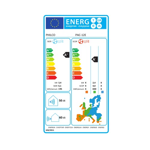 Philco Κλιματιστικό Inverter PAC-12E 12000btu με Wi-Fi (A++/A+++)