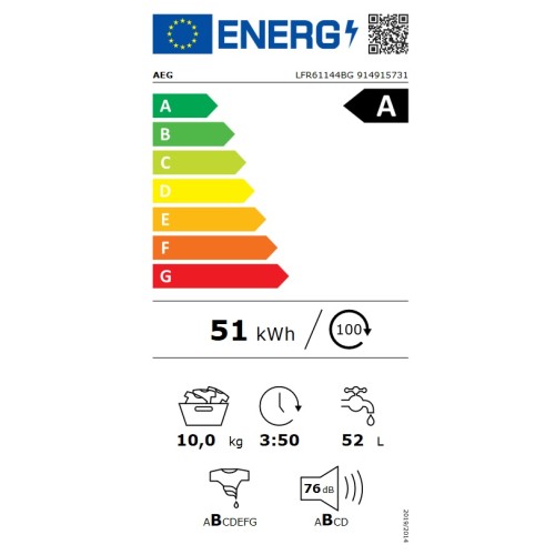 AEG Πλυντήριο Ρούχων LFR61144BG (10kg 1400rpm A)