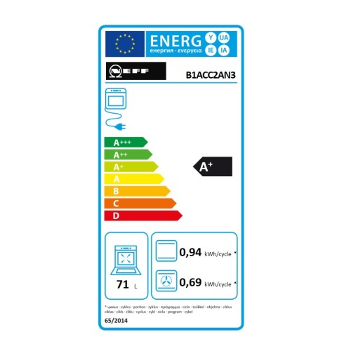 Neff Εντοιχιζόμενος Φούρνος Ανω Πάγκου B1ACC2AN3 71lt