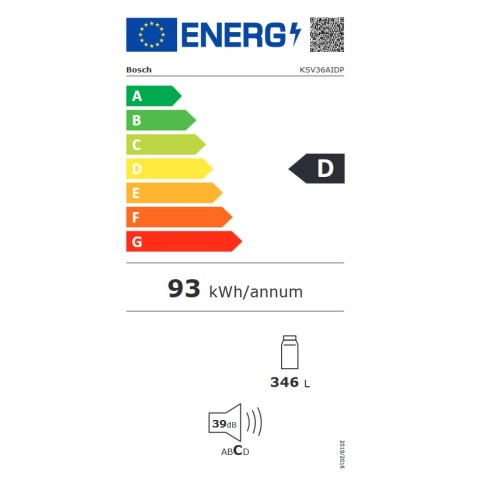 Bosch Ψυγείο Μονόπορτο KSV36AIDP 346lt Υ186xΠ60xΒ65εκ. Brushed Steel