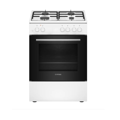 Pitsos Κουζίνα Αερίου PAF003D20 με Φούρνο Αερίου 76lt Λευκή