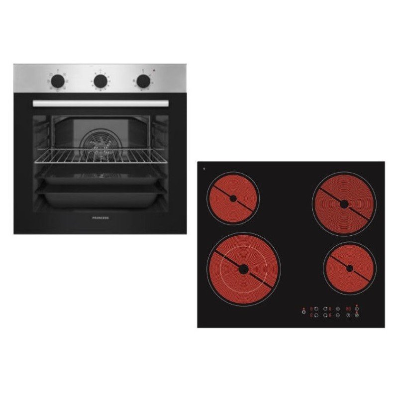 Princess Σετ Φούρνος Ανω Πάγκου FN25000BX + Εστίες Κεραμικές PS 55500