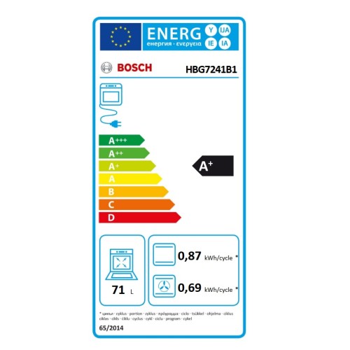 Bosch Εντοιχιζόμενος Φούρνος Ανω Πάγκου HBG7241B1 71lt Μαύρος