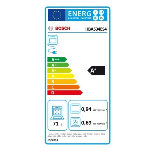 Bosch Εντοιχιζόμενος Φούρνος Ανω Πάγκου HBA534ES4 71lt Inox
