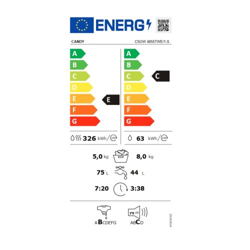 Candy Πλυντήριο-Στεγνωτήριο CSOW 4855TWE/1-S (8kg/5kg 1400rpm)