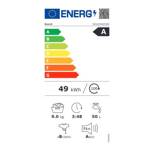 Bosch Πλυντήριο Ρούχων WGG244ZXGR (9kg 1400rpm) Silver Inox
