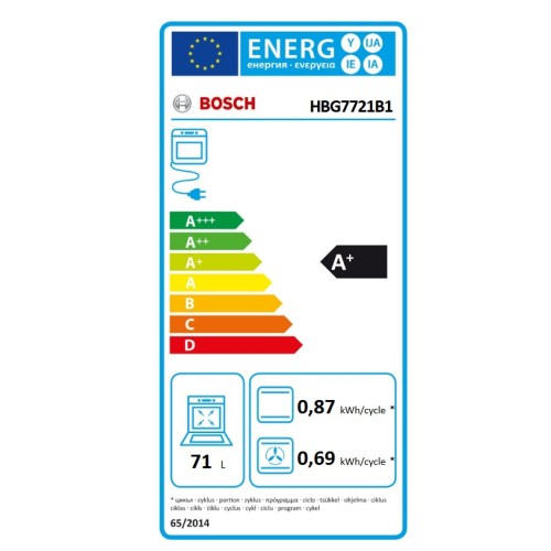 Bosch Εντοιχιζόμενος Φούρνος Ανω Πάγκου HBG7721B1 71lt Μαύρος