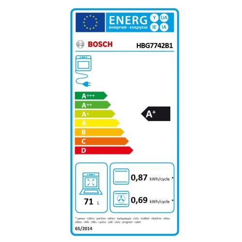 Bosch Εντοιχιζόμενος Φούρνος Ανω Πάγκου HBG7742B1 71lt Μαύρος